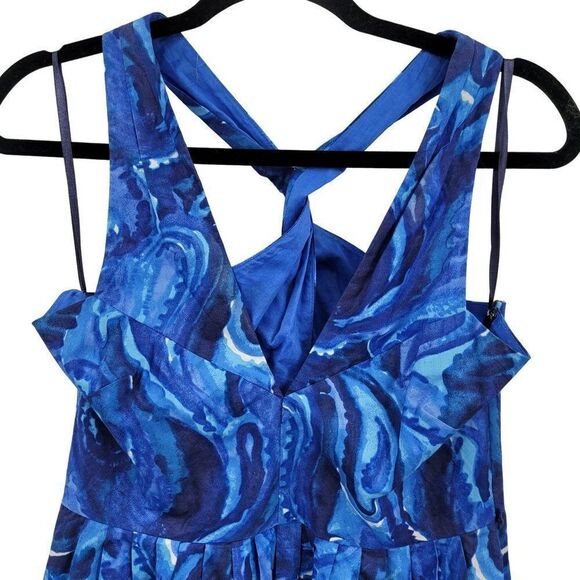 Michael Michael Kors Dress Starry Night Print Twist Racerback Fit & Flare Blue 8 - Picture 7 of 15